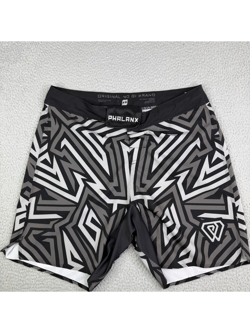 Phalanx Shorts Mens 36 Gray Geometric Performance Grappling Jiu Jitsu Combat UFC